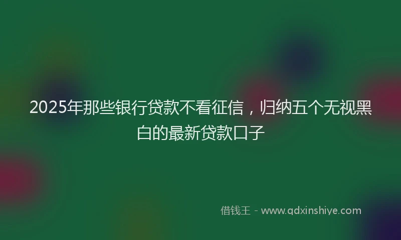 2025年那些银行贷款不看征信，归纳五个无视黑白的最新贷款口子