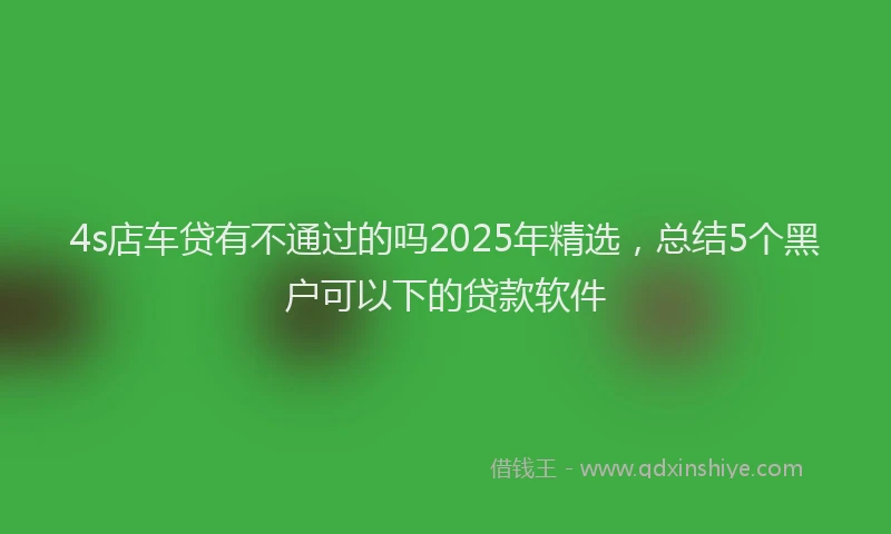 4s店车贷有不通过的吗2025年精选，总结5个黑户可以下的贷款软件