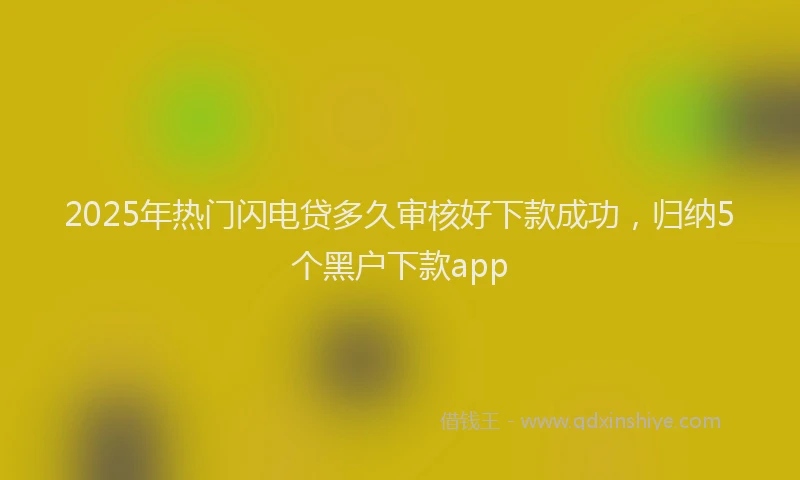2025年热门闪电贷多久审核好下款成功，归纳5个黑户下款app