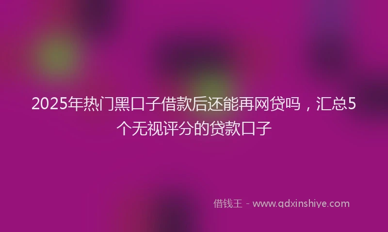 2025年热门黑口子借款后还能再网贷吗，汇总5个无视评分的贷款口子