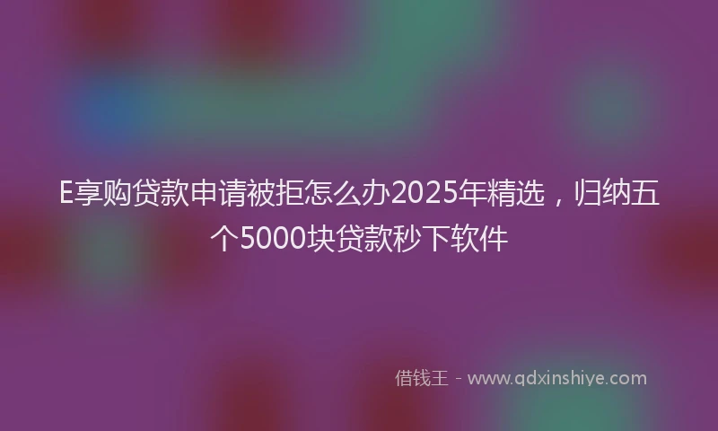 E享购贷款申请被拒怎么办2025年精选，归纳五个5000块贷款秒下软件