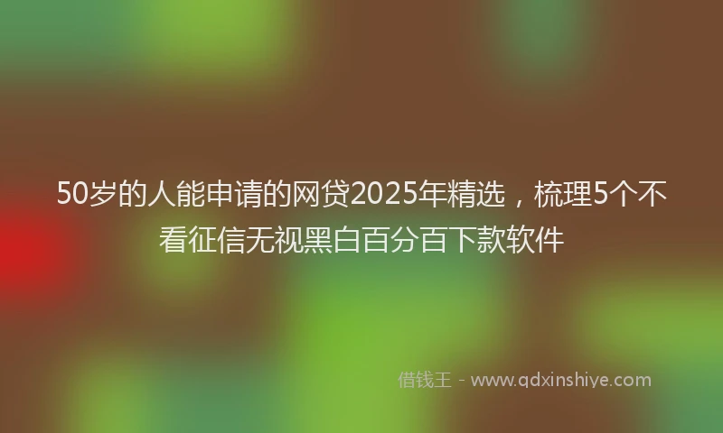 50岁的人能申请的网贷2025年精选，梳理5个不看征信无视黑白百分百下款软件