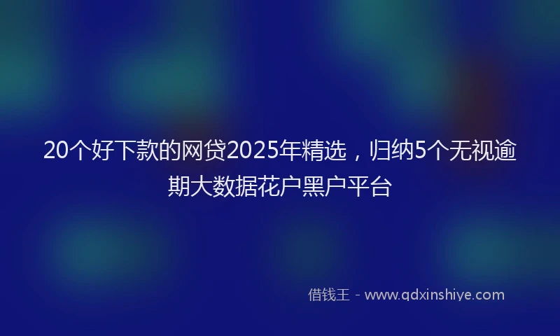 20个好下款的网贷2025年精选，归纳5个无视逾期大数据花户黑户平台