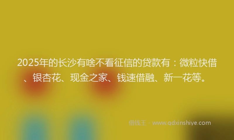 2025年的长沙有啥不看征信的贷款有：微粒快借、银杏花、现金之家、钱速借融、新一花等。