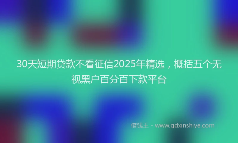 30天短期贷款不看征信2025年精选，概括五个无视黑户百分百下款平台