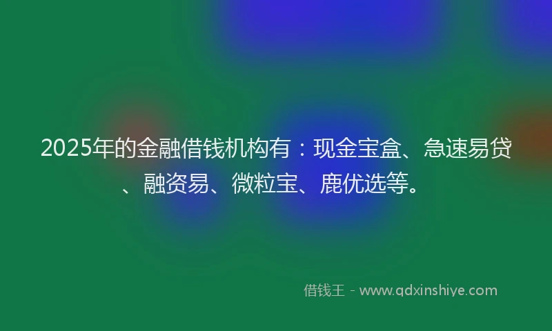 2025年的金融借钱机构有：现金宝盒、急速易贷、融资易、微粒宝、鹿优选等。