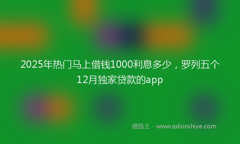2025年热门马上借钱1000利息多少,罗列五个12月独家贷款的app
