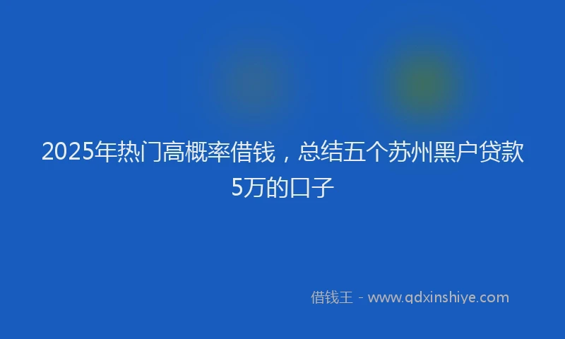 2025年热门高概率借钱，总结五个苏州黑户贷款5万的口子
