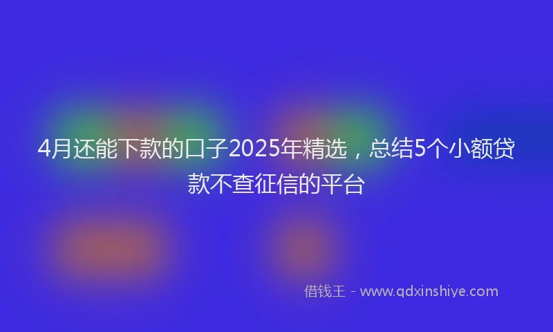 4月还能下款的口子2025年精选，总结5个小额贷款不查征信的平台