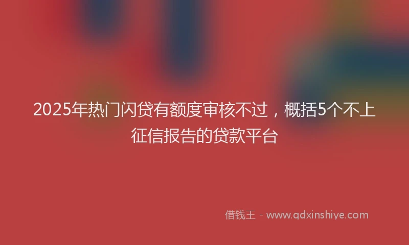 2025年热门闪贷有额度审核不过，概括5个不上征信报告的贷款平台