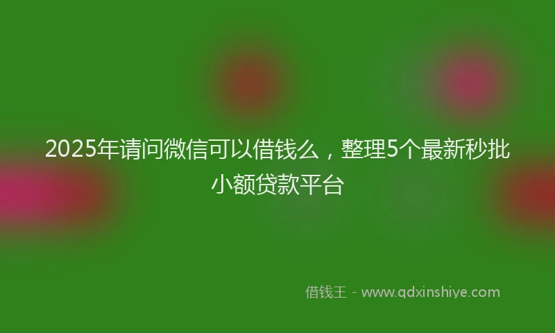 2025年请问微信可以借钱么，整理5个最新秒批小额贷款平台