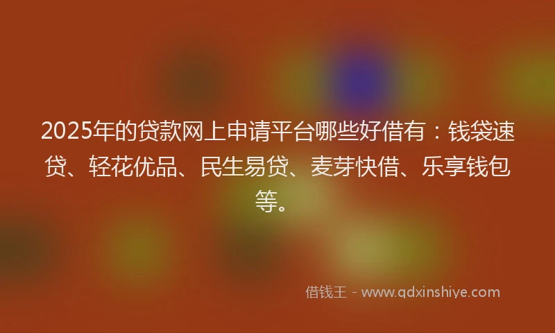 2025年的贷款网上申请平台哪些好借有：钱袋速贷、轻花优品、民生易贷、麦芽快借、乐享钱包等。