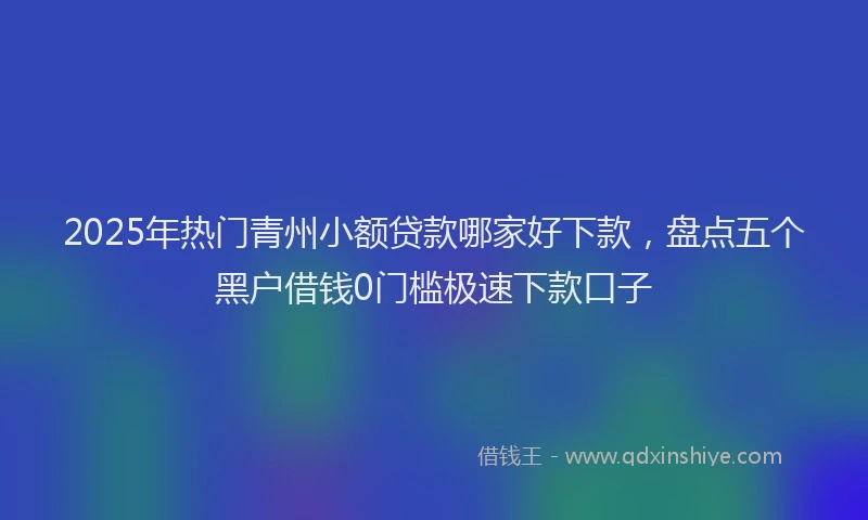 2025年热门青州小额贷款哪家好下款，盘点五个黑户借钱0门槛极速下款口子