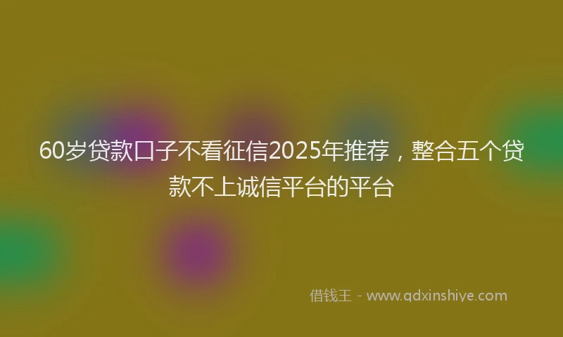 60岁贷款口子不看征信2025年推荐，整合五个贷款不上诚信平台的平台