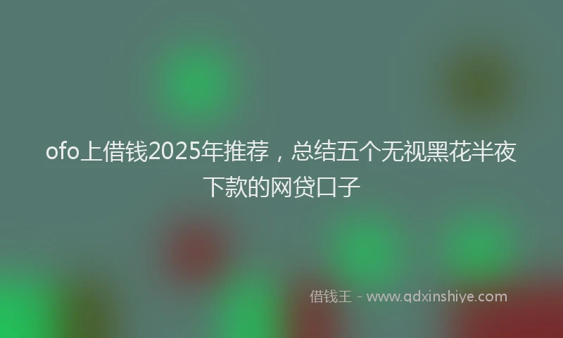 ofo上借钱2025年推荐，总结五个无视黑花半夜下款的网贷口子