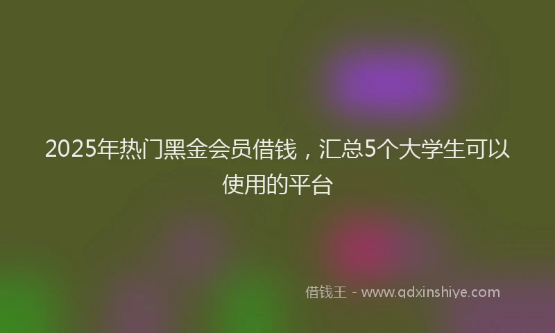 2025年热门黑金会员借钱，汇总5个大学生可以使用的平台