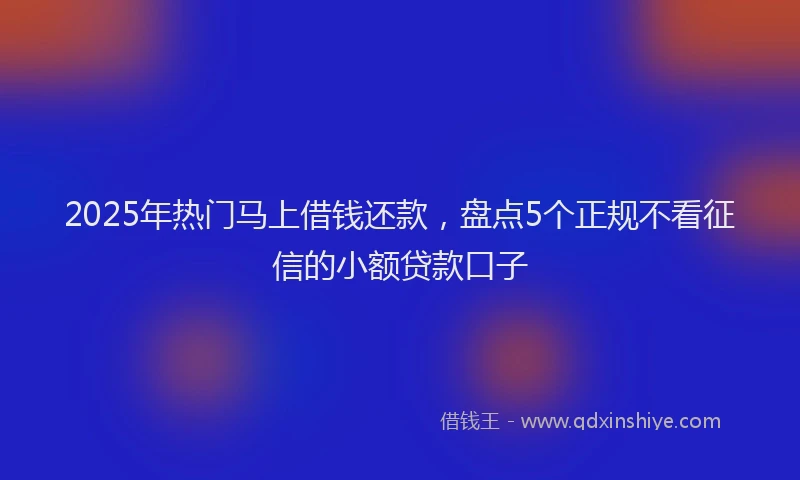 2025年热门马上借钱还款，盘点5个正规不看征信的小额贷款口子