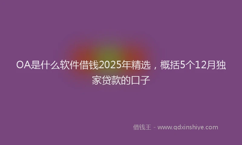 OA是什么软件借钱2025年精选,概括5个12月独家贷款的口子