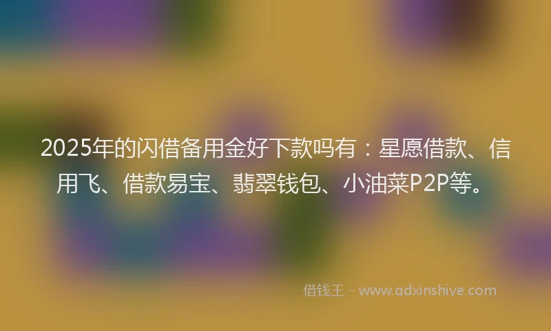 2025年的闪借备用金好下款吗有:星愿借款、信用飞、借款易宝、翡翠钱包、小油菜P2P等。