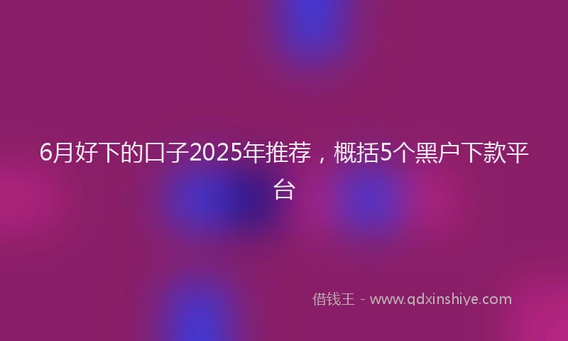 6月好下的口子2025年推荐，概括5个黑户下款平台