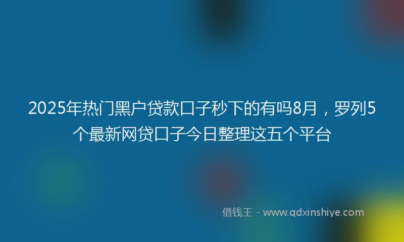 2025年热门黑户贷款口子秒下的有吗8月，罗列5个最新网贷口子今日整理这五个平台