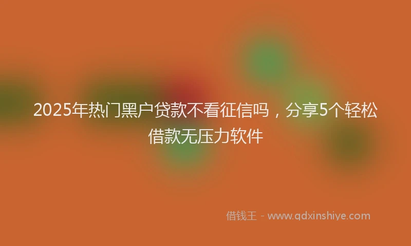 2025年热门黑户贷款不看征信吗，分享5个轻松借款无压力软件