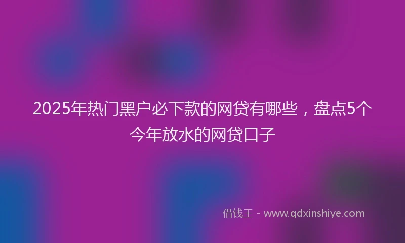 2025年热门黑户必下款的网贷有哪些，盘点5个今年放水的网贷口子