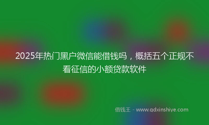 2025年热门黑户微信能借钱吗，概括五个正规不看征信的小额贷款软件