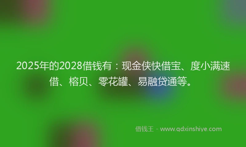 2025年的2028借钱有：现金侠快借宝、度小满速借、榕贝、零花罐、易融贷通等。