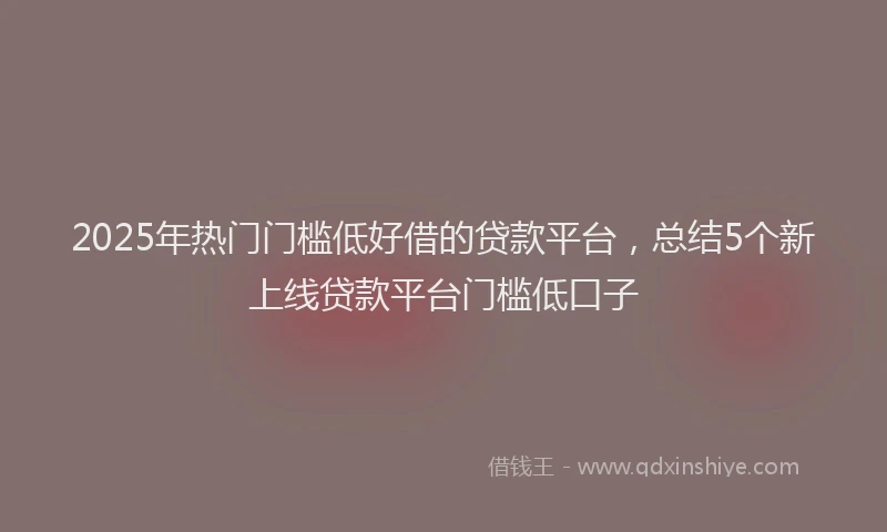 2025年热门门槛低好借的贷款平台，总结5个新上线贷款平台门槛低口子