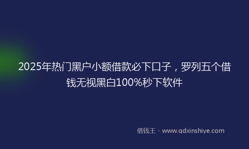 2025年热门黑户小额借款必下口子，罗列五个借钱无视黑白100%秒下软件