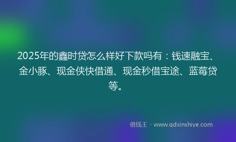 2025年的鑫时贷怎么样好下款吗有：钱速融宝、金小豚、现金侠快借通、现金秒借宝途、蓝莓贷等。