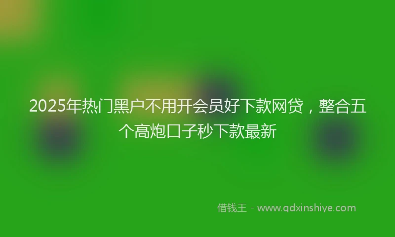 2025年热门黑户不用开会员好下款网贷，整合五个高炮口子秒下款最新