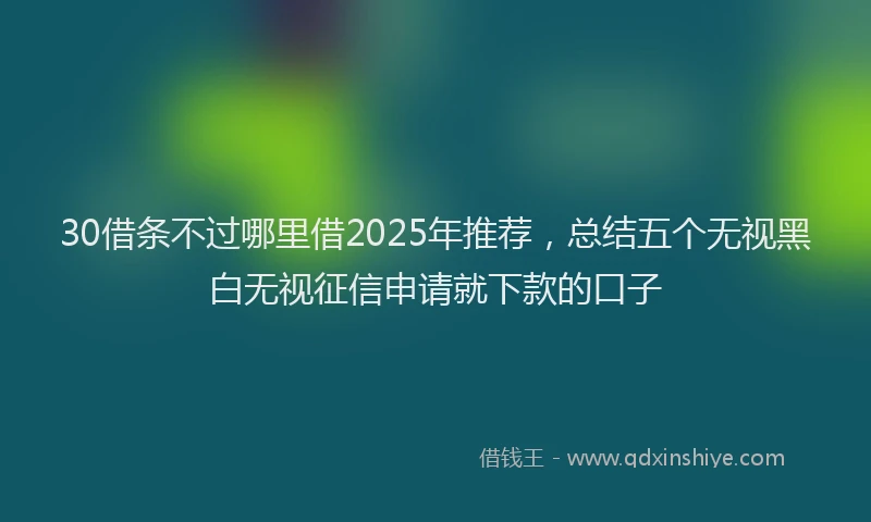 30借条不过哪里借2025年推荐，总结五个无视黑白无视征信申请就下款的口子