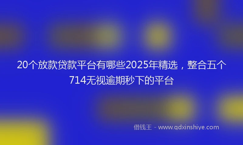 20个放款贷款平台有哪些2025年精选，整合五个714无视逾期秒下的平台
