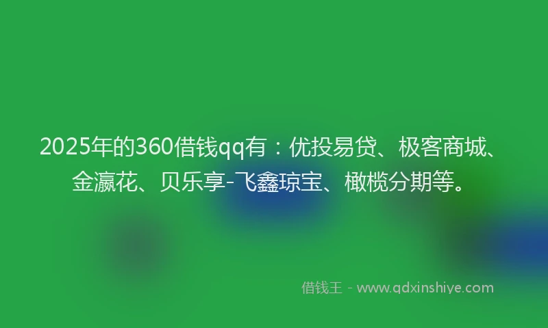 2025年的360借钱qq有：优投易贷、极客商城、金瀛花、贝乐享-飞鑫琼宝、橄榄分期等。
