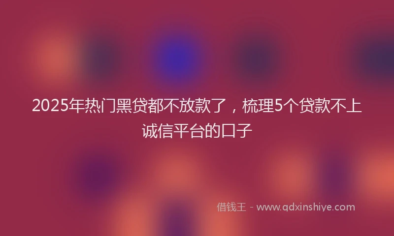 2025年热门黑贷都不放款了,梳理5个贷款不上诚信平台的口子