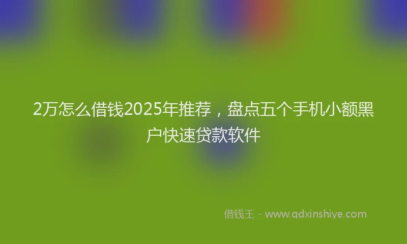 2万怎么借钱2025年推荐，盘点五个手机小额黑户快速贷款软件