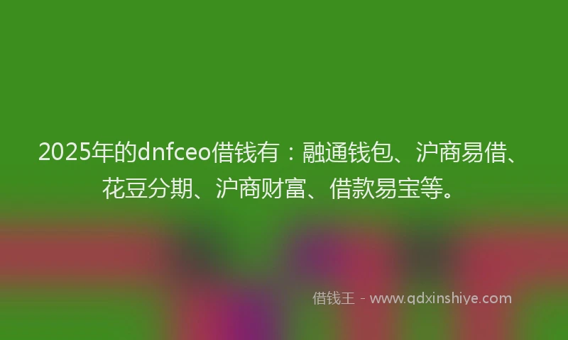 2025年的dnfceo借钱有：融通钱包、沪商易借、花豆分期、沪商财富、借款易宝等。