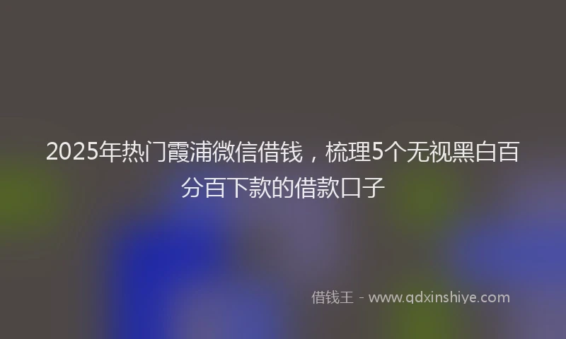 2025年热门霞浦微信借钱，梳理5个无视黑白百分百下款的借款口子