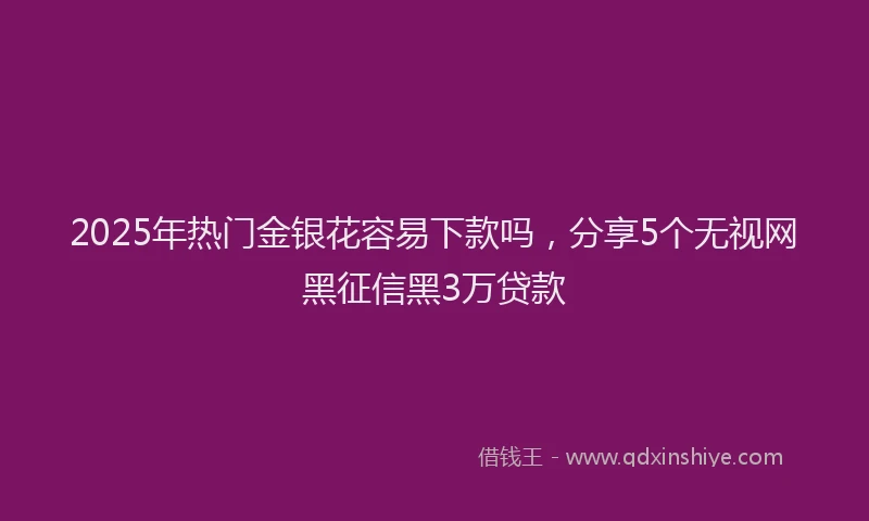 2025年热门金银花容易下款吗，分享5个无视网黑征信黑3万贷款