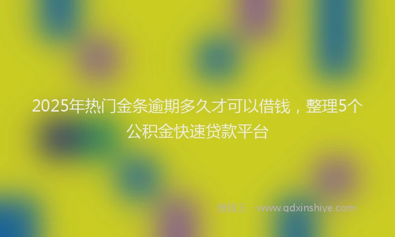 2025年热门金条逾期多久才可以借钱，整理5个公积金快速贷款平台