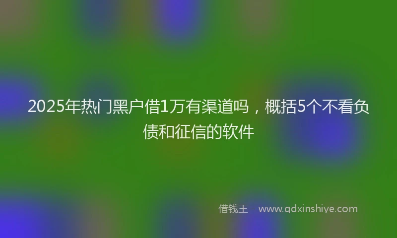 2025年热门黑户借1万有渠道吗，概括5个不看负债和征信的软件