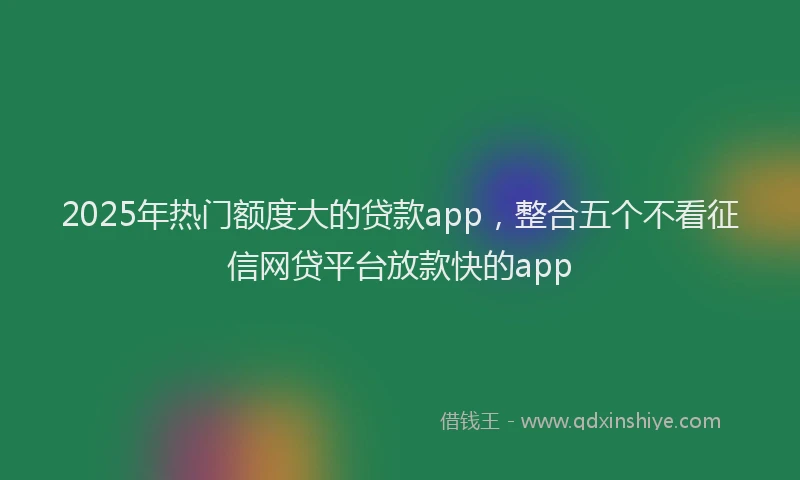 2025年热门额度大的贷款app，整合五个不看征信网贷平台放款快的app