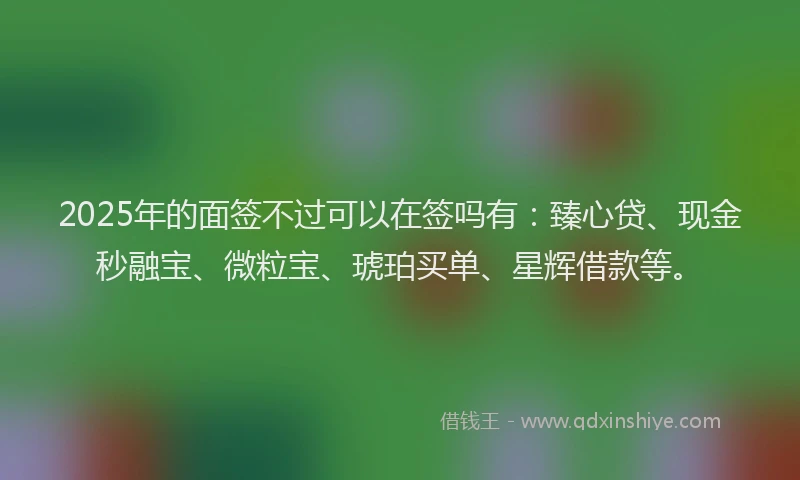 2025年的面签不过可以在签吗有：臻心贷、现金秒融宝、微粒宝、琥珀买单、星辉借款等。