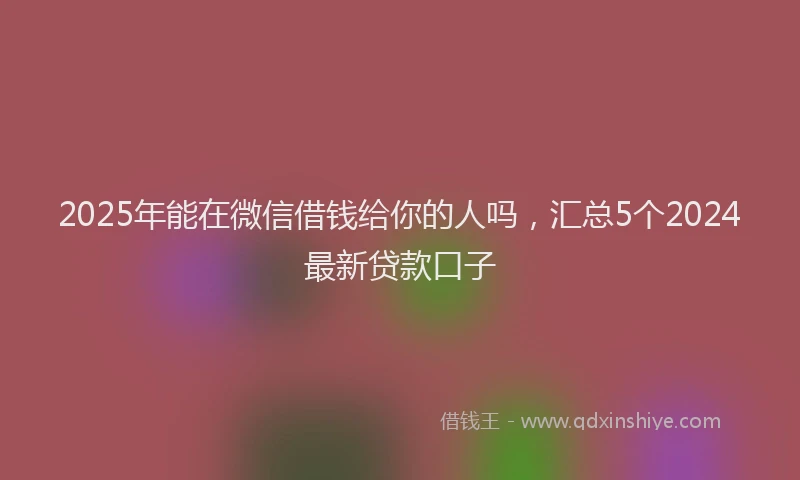 2025年能在微信借钱给你的人吗，汇总5个2024最新贷款口子