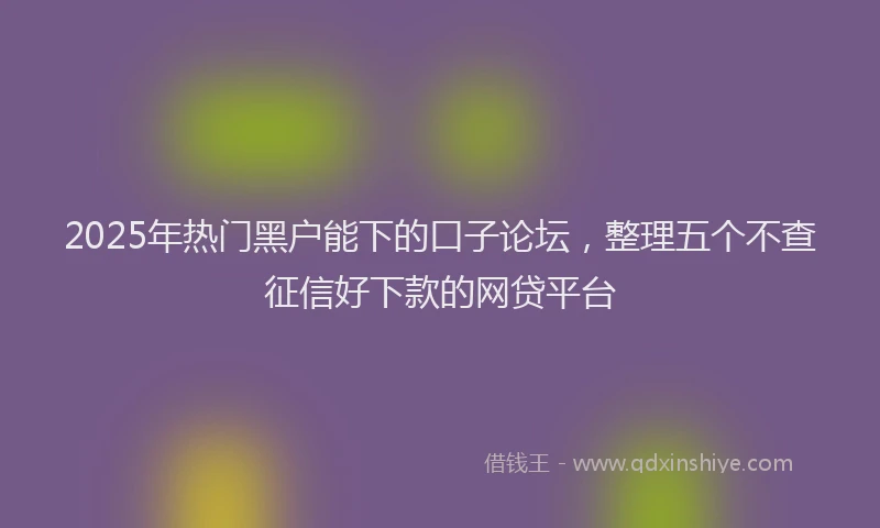 2025年热门黑户能下的口子论坛,整理五个不查征信好下款的网贷平台