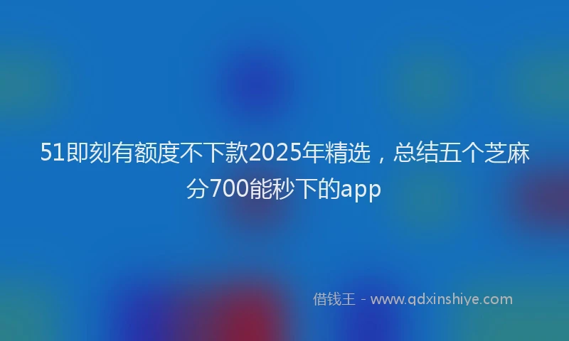51即刻有额度不下款2025年精选，总结五个芝麻分700能秒下的app