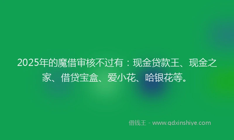 2025年的魔借审核不过有：现金贷款王、现金之家、借贷宝盒、爱小花、哈银花等。
