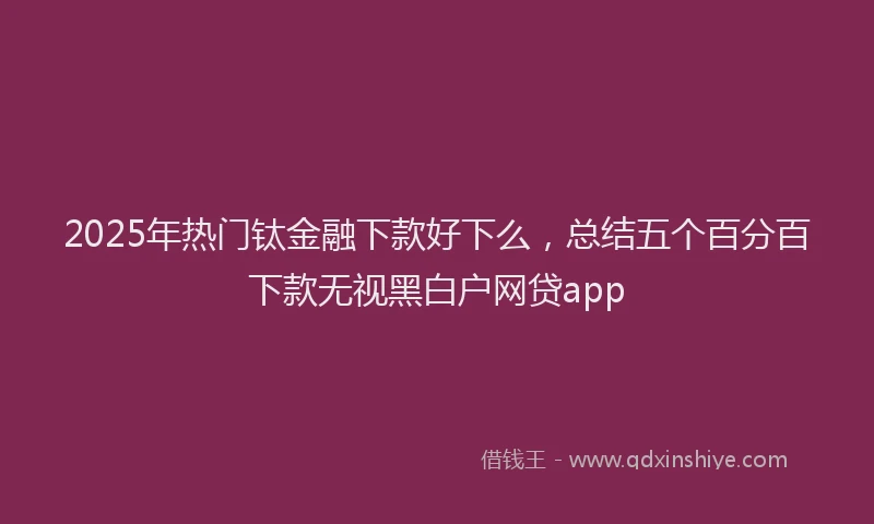2025年热门钛金融下款好下么，总结五个百分百下款无视黑白户网贷app